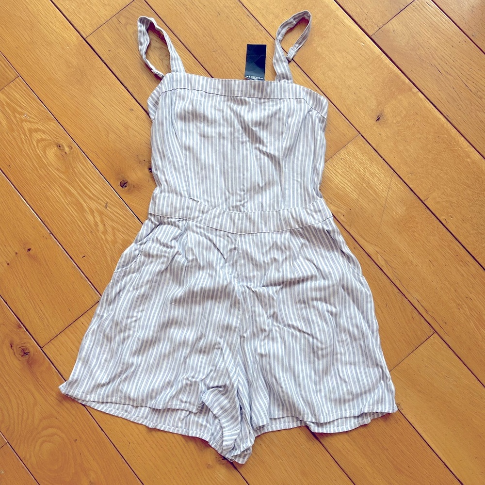 NWT Hollister Blue Sleeveless Stripe Romper Jumper sz Small